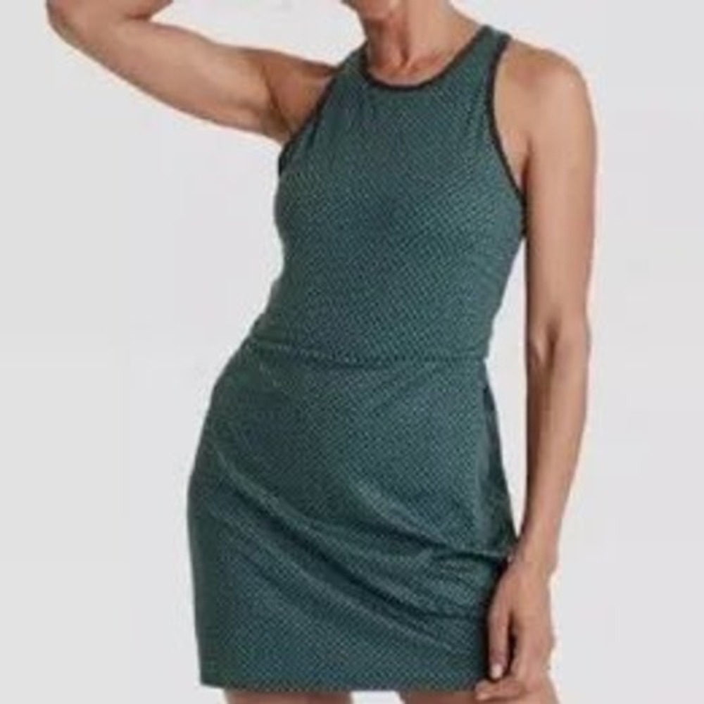 All in Motion Athletic Dress Womens Small Teal New Houndstooth Racerback Zipper